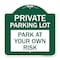 Signmission Designer Series Sign-Private Parking Lot, Green & White Aluminum Sign, 18" x 18", GW-1818-23266 A-DES-GW-1818-23266 - alternate 1